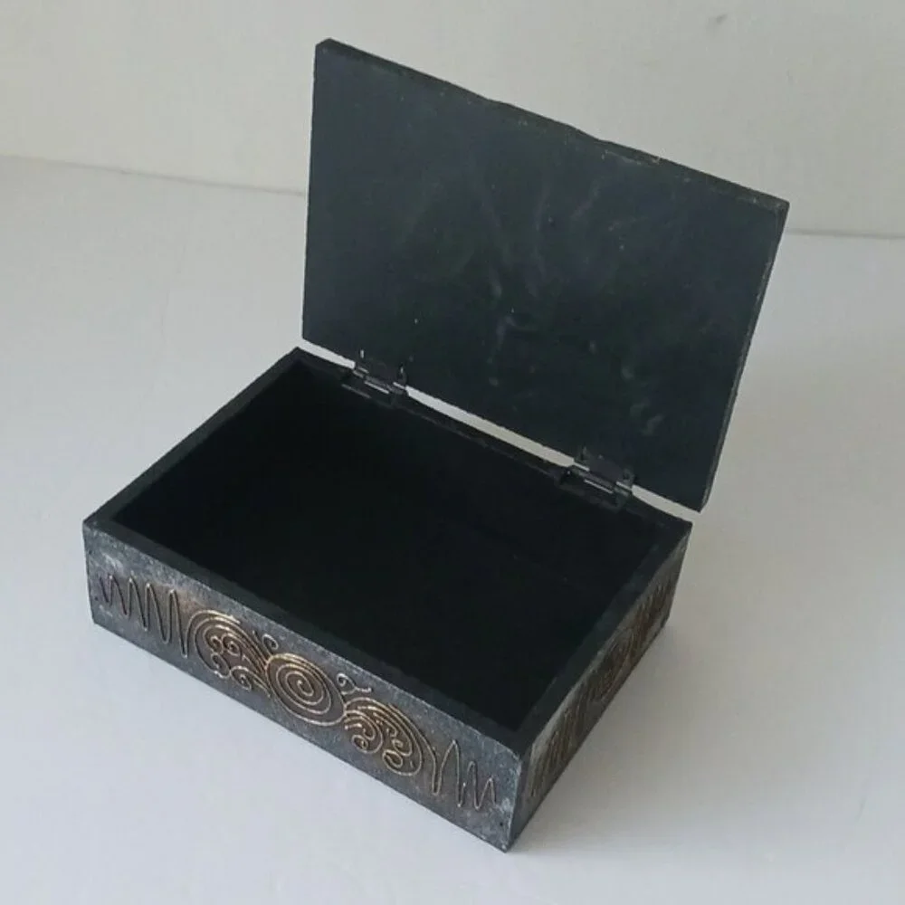 Face of Buddha VTG Wooden Jewelry Box W Mirrors Details 7